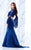 Tarik Ediz - Two-Piece Lace V-Neck Dress 50104 in Blue