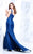 Tarik Ediz - Asymmetric Neck Mermaid Dress 50106 in Blue