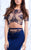 Tarik Ediz - Two Piece Beaded Mermaid Dress 50108 in Blue
