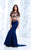 Tarik Ediz - Two Piece Beaded Mermaid Dress 50108 in Blue