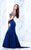 Tarik Ediz - Two Piece Beaded Mermaid Dress 50108 in Blue