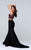 Tarik Ediz - Illusion Neckline Two-Piece Long Dress 50113 in Black