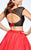 Tarik Ediz - 93111 Two-Piece Rosette Appliqued Cutout Dress In Red and Black