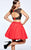 Tarik Ediz - 93111 Two-Piece Rosette Appliqued Cutout Dress In Red and Black