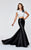 Tarik Ediz - 93113 Short Sleeve Contrast Mermaid Gown In Black and White
