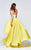 Tarik Ediz - Floral-accented High Low Dress 93137 in Yellow and White