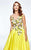 Tarik Ediz - Floral Illusion Jewel Neck Dress 93143 in Yellow