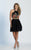 Dave & Johnny - A4438 Two Piece Floral Halter Cocktail Dress in Black