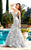 MNM Couture - 7662W Embellished Plunging V Neck Trumpet Gown In Silver