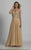 Dave & Johnny - A5011W Gilded Applique Cutout Bodice Gown in Neutral