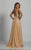 Dave & Johnny - A5011W Gilded Applique Cutout Bodice Gown in Neutral