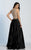 Dave & Johnny - A5268 Two-Piece Ornate Scalloped Hem Gown in Black