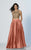 Dave & Johnny - A5268 Two-Piece Ornate Scalloped Hem Gown in Orange
