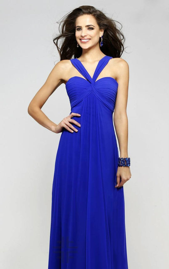 Ruched Mesh Empire Evening Dress 7672