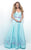 Blush - Strapless Beaded Flower Detail Long Dress 7110 in Green and Purple