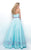 Blush - Strapless Beaded Flower Detail Long Dress 7110 in Green and Purple