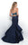 Blush - 11253 Beaded Strapless Ruffled Mermaid Gown In Blue