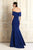 Daymor Couture - 767 Draping Ribbon Paneled Off Shoulder Gown In Blue