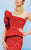 MNM Couture - 2344 Peplum Fantasy Asymmetric Mermaid Gown in Red