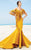 MNM Couture - 2347 Embellished Cold Shoulder Fringed Evening Gown in Yellow