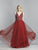 Dave & Johnny - A7688 Embellished Deep V-neck A-line Dress In Red