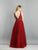 Dave & Johnny - A7688W Embellished Deep V-neck A-line Dress In Red
