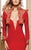 MNM Couture - Embroidered Long Sleeve Mermaid Dress N0122 in Red