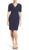 Adrianna Papell - AP1D100811 Short Sleeve V-neck Sheath Dress In Blue