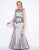 Mac Duggal - 77003F Sheer Neck Glossy Mermaid Gown In Gray and Silver