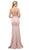 Cinderella Divine - 770 Lace Bodice Stretch Knit Sheath Long Dress In Nude and Pink