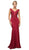 Cinderella Divine - 770 Lace Bodice Stretch Knit Sheath Long Dress In Red