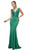 Cinderella Divine - 770 Lace Bodice Stretch Knit Sheath Long Dress In Green