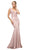 Cinderella Divine - 770 Lace Bodice Stretch Knit Sheath Long Dress In Nude and Pink
