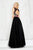 Angela and Alison - Sleeveless Bateau Floral Applique Long Gown 771011 in Black and Floral