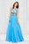 Angela and Alison - Sleeveless Bateau Floral Applique Long Gown 771011 in Blue and Floral