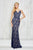 Angela and Alison - Full Lace Overlay Sheer Open Back Long Prom Dress 771018 in Blue