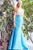 Angela and Alison - Two-Piece Embellished Long Evening with Ruffle Train 771025 in White and Blue