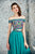 Angela and Alison - Off Shoulder Floral Top Two Piece Dress 771032 in Green and Floral