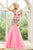 Angela and Alison - Fitted Body Tulle Mermaid Gown 771041 in Pink and Multi-Color