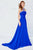 Angela and Alison - Halter Style Multi-Color Floral Strap Long Gown 771044 in Blue