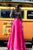 Angela and Alison - Delicate Lace Bateau A-Line Long Evening Gown 771113 in Pink and Black