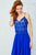 Angela and Alison - Sleeveless Beaded and Laced V-Neck Long Chiffon A-line Dress 771117