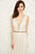 Angela and Alison - Laced and Beaded Deep V Neck Fit and Flare Gown 771142 in White