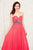 Angela and Alison - Strapless Multi-colored Embroidered Ruched Sweetheart Chiffon Dress 771143 in Red