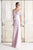Alexander by Daymor - 771 Off Shoulder Striped Paneled Sheath Gown In Purple