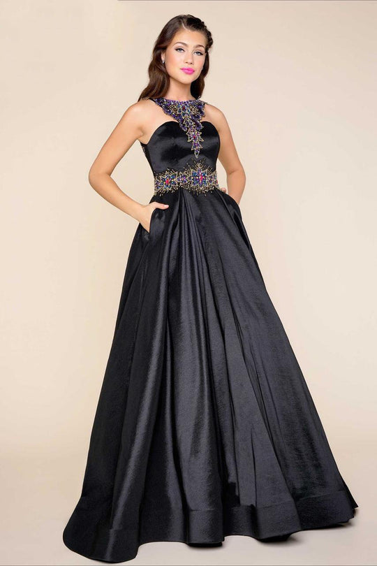 Mac Duggal - 77121H Ball Gowns Style in Black and Multi-Color