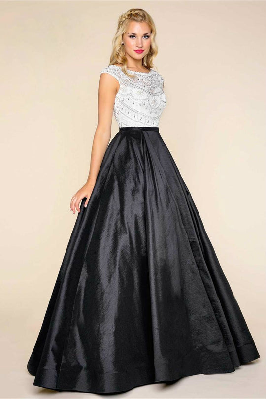 Mac Duggal - 77130H Ball Gowns Style in White and Black