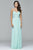7717 V- neck Prom Dress with Lace and Beading Detail