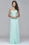 7717 V- neck Prom Dress with Lace and Beading Detail