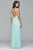 7717 V- neck Prom Dress with Lace and Beading Detail